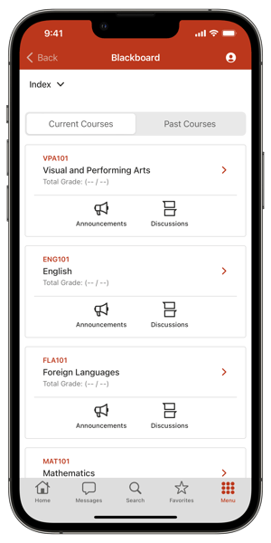 List of Current Courses with Bezel