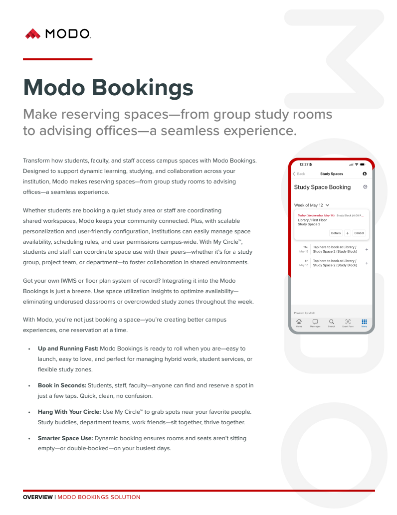Modo Bookings Solution Overview