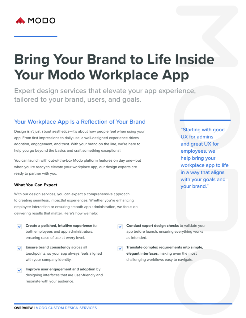 Modo Custom Design Services Solution Brief