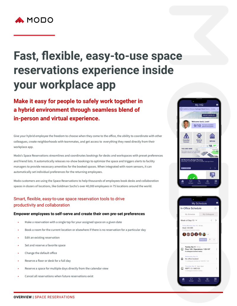 Modo Space Reservations Overview